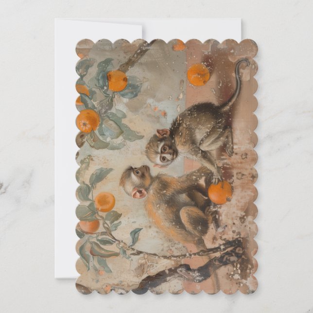 Monkeys - Flat Invitation size: 12.7 cm x 17.8 cm (Front)