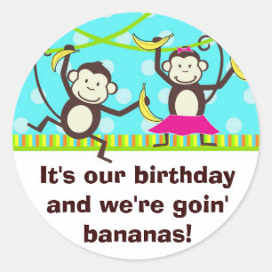 Monkeys Going Bananas Classic Round Sticker