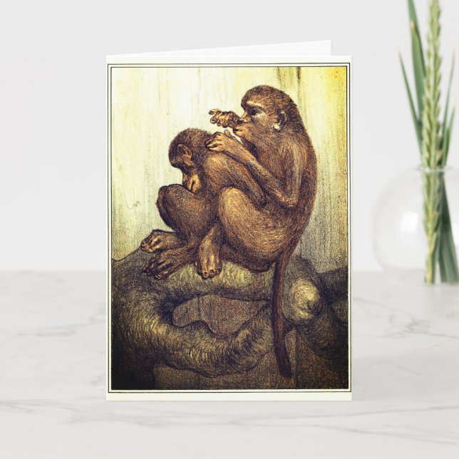 Monkeys grooming each other funny romantic cute card (Front)