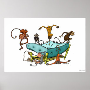 Monkeys Jumping on the Bed Poster