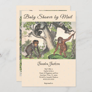 Monkeys jungle Gender neutral Baby Shower by Mail Invitation