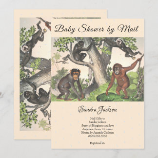 Monkeys jungle Gender neutral Baby Shower by Mail Invitation