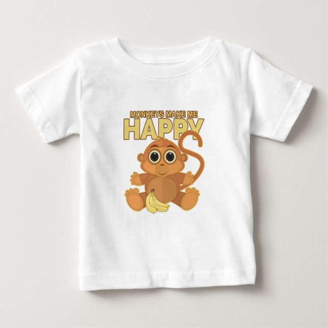 Monkeys Make Me Happy  Baby T-Shirt (Front)