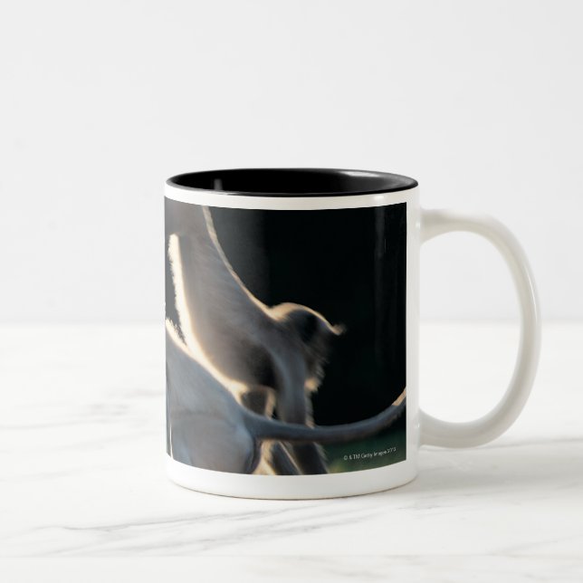 Monkeys playing Two-Tone coffee mug (Right)