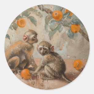 Monkeys - Round Stickers for Stationery