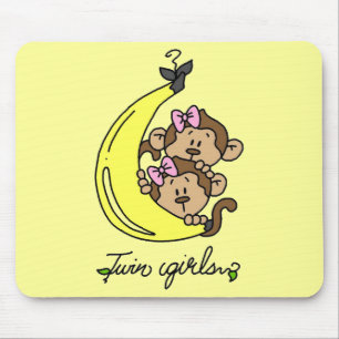 Monkeys Twin Girls T-shirts and Gifts Mouse Mat