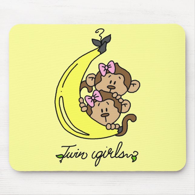 Monkeys Twin Girls T-shirts and Gifts Mouse Mat (Front)