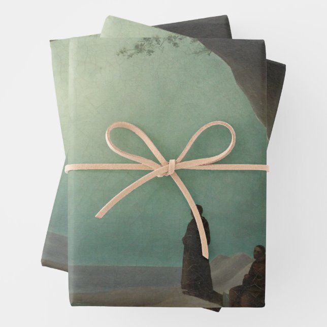 Monks in a Grotto (by Carl Blechen) Wrapping Paper Sheet (In situ)
