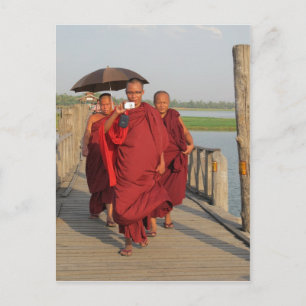 Monks on U-Bein Bridge, Mandalay Postcard
