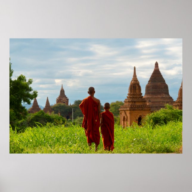 Monks with Ancient Temples Poster (Front)