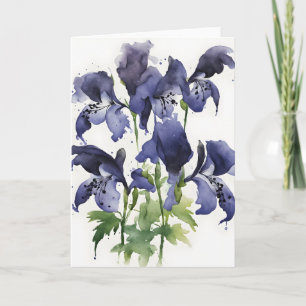 Monkshood - Watercolor flowers Card