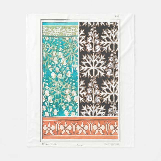 Monkshood wolfsbane plant art nouveau verneuil  fleece blanket (Front)