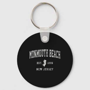 Monmouth Beach New Jersey Nj Vintage Athletic Spor Key Ring
