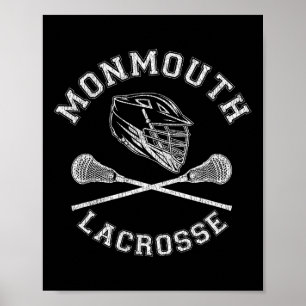 Monmouth Lacrosse Vintage Distressed Retro Lax  Poster