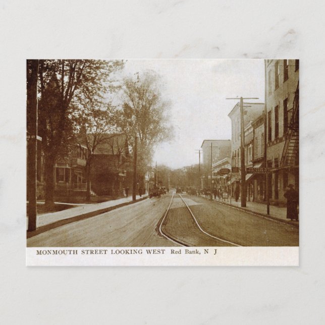 Monmouth St., Red Bank, NJ Vintage Postcard (Front)