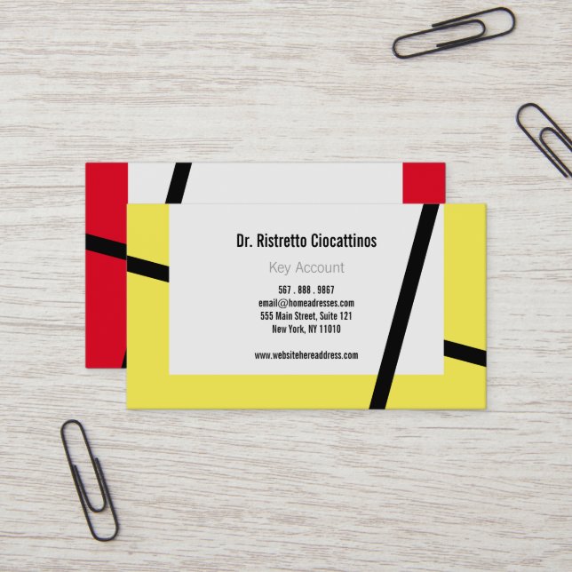 mono colours red yellow black Business Card (Front/Back In Situ)