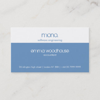 Mono Cornflower Blue & White Business Card