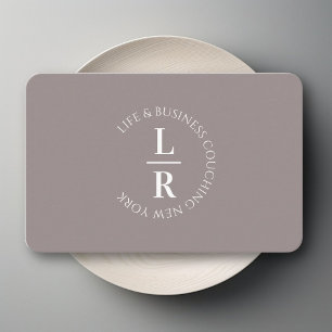 Mono gram, minimalistic grey eggplant Business Card