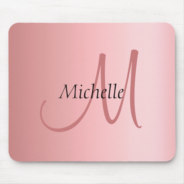 Mono gram Modern Elegant Rose Gold Template Mouse Mat (Front)