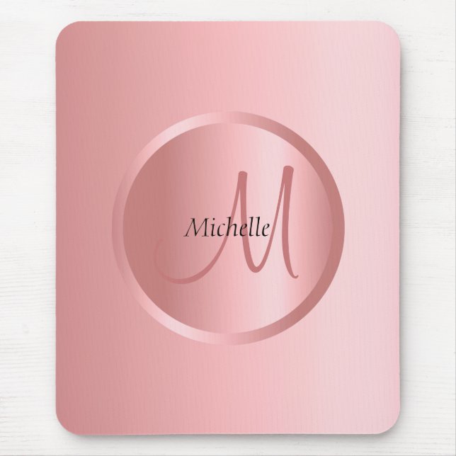 Mono gram Template Modern Elegant Rose Gold Mouse Mat (Front)