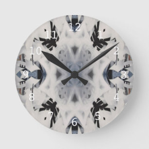 Mono kaleidoscope graffiti pattern round clock