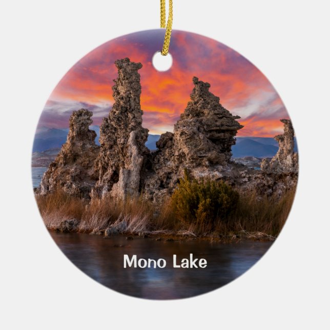 Mono Lake Sunset Ceramic Tree Decoration (Front)