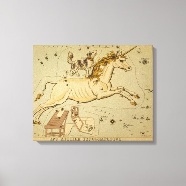 Monoceros - Vintage Astronomical Star Chart Image Canvas Print (Front)
