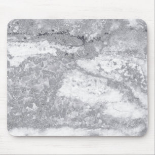 Monochrom White Gray Marble Stone Glam Carrara Mouse Mat