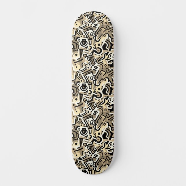 Monochromatic Abstract Urban Street Art  Skateboard (Front)