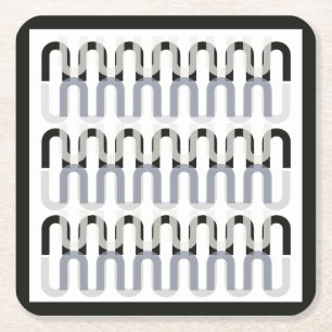 Monochromatic art deco retro design square paper coaster