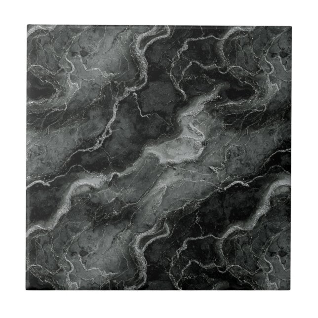 Monochromatic BLACK MARBLE Tile (Front)