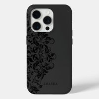 Monochromatic black swirl mandala monogram