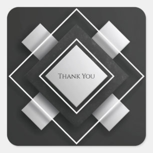 Monochromatic Black White Textured Diamond Layered Square Sticker