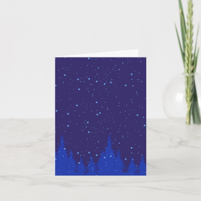 Monochromatic Blue Christmas Scene with Snow Note Card (Front)