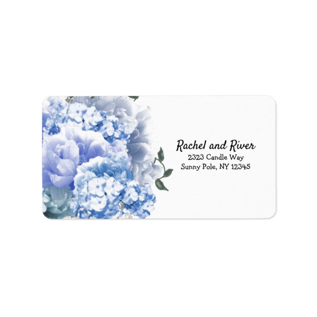 Monochromatic Blue Floral Address Label (Front)
