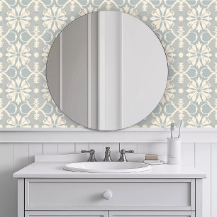 Monochromatic Blue Floral Wallpaper