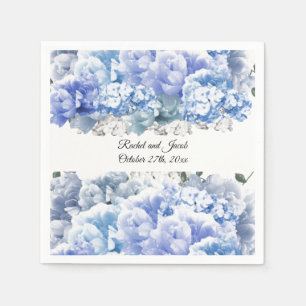 Monochromatic Blue Floral Wedding Paper Napkins