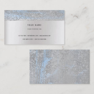 Monochromatic Blue Stripes Delicate Glam Silver Business Card