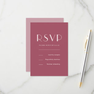 Monochromatic Burgundy Rose Wedding RSVP Card