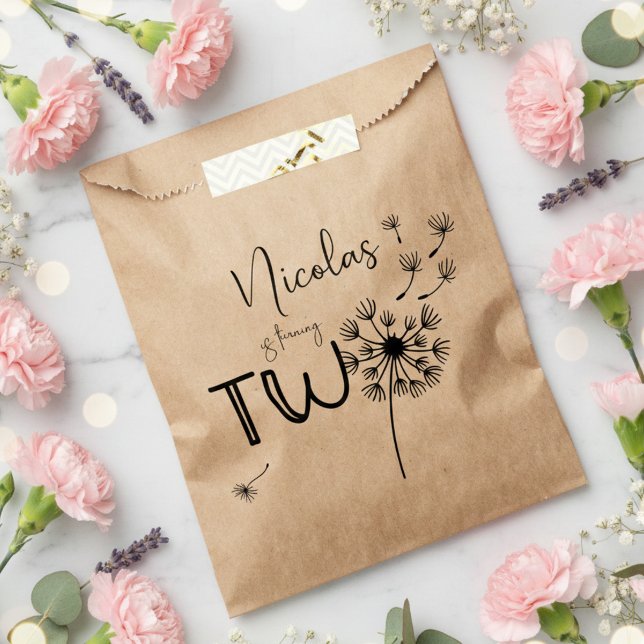 Monochromatic Dandelion second birthday Favour Bags (Creator Uploaded)