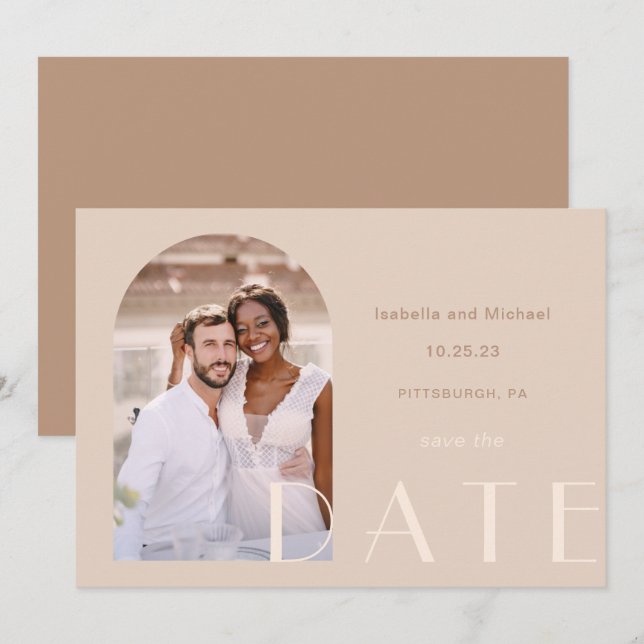 Monochromatic Earth Tones Photo Wedding Save The Date (Front/Back)