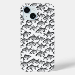Monochromatic Fish Pattern iPhone 15 Case
