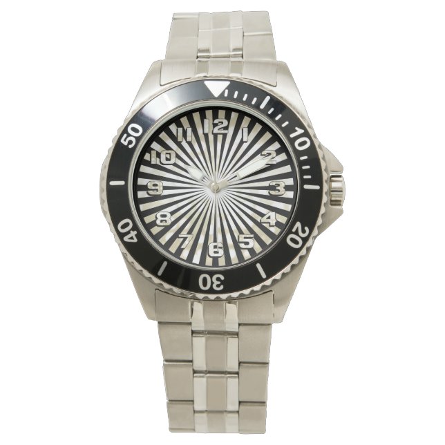 Monochromatic Geometric Circle Burst Watch (Front)