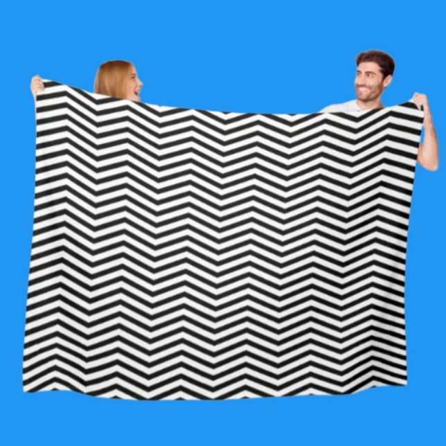 Monochromatic Geometric Lines Pattern Modern Fleece Blanket (Creator Uploaded)
