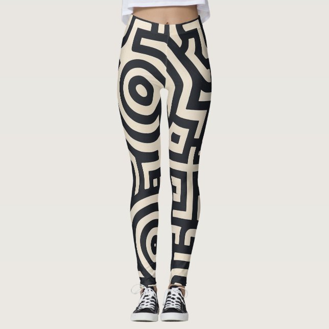 monochromatic geometric maze leggings (Front)