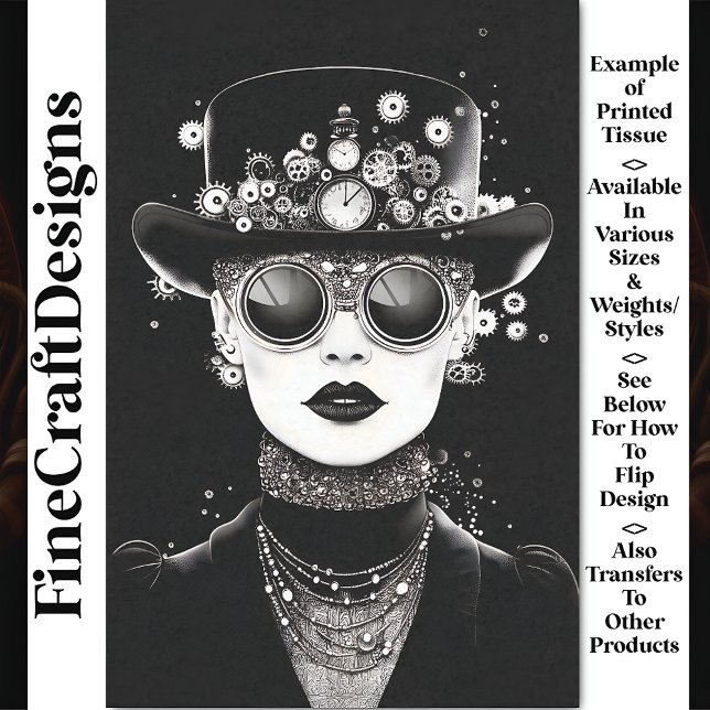 Monochromatic Glam Steampunk Woman AC6 Decoupage Tissue Paper (Creator Uploaded)