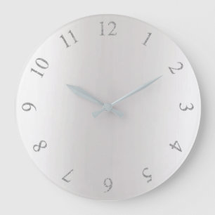 Monochromatic Glitter Gray Silver US UK Numbers Large Clock