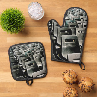 Monochromatic Gray Chairs Oven Mitt & Pot Holder Set