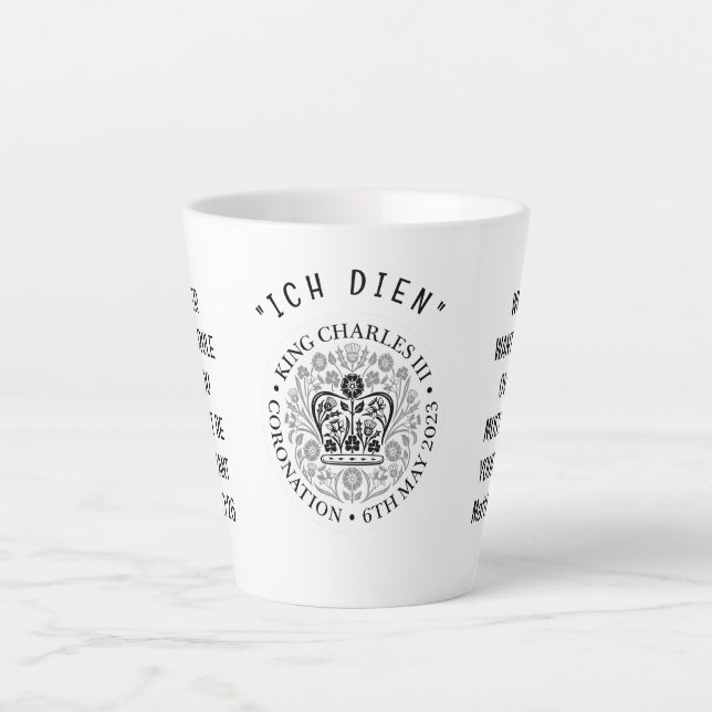 Monochromatic KING CHARLES III Coronation Latte Mug (Front)