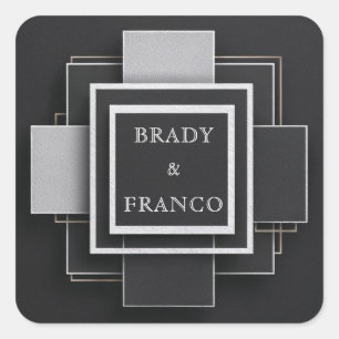Monochromatic Layered Textured Geometric Square Square Sticker